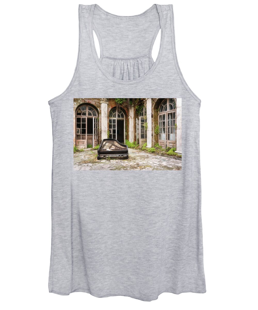 Urban Women's Tank Top featuring the photograph Abandoned Palace with Piano by Roman Robroek