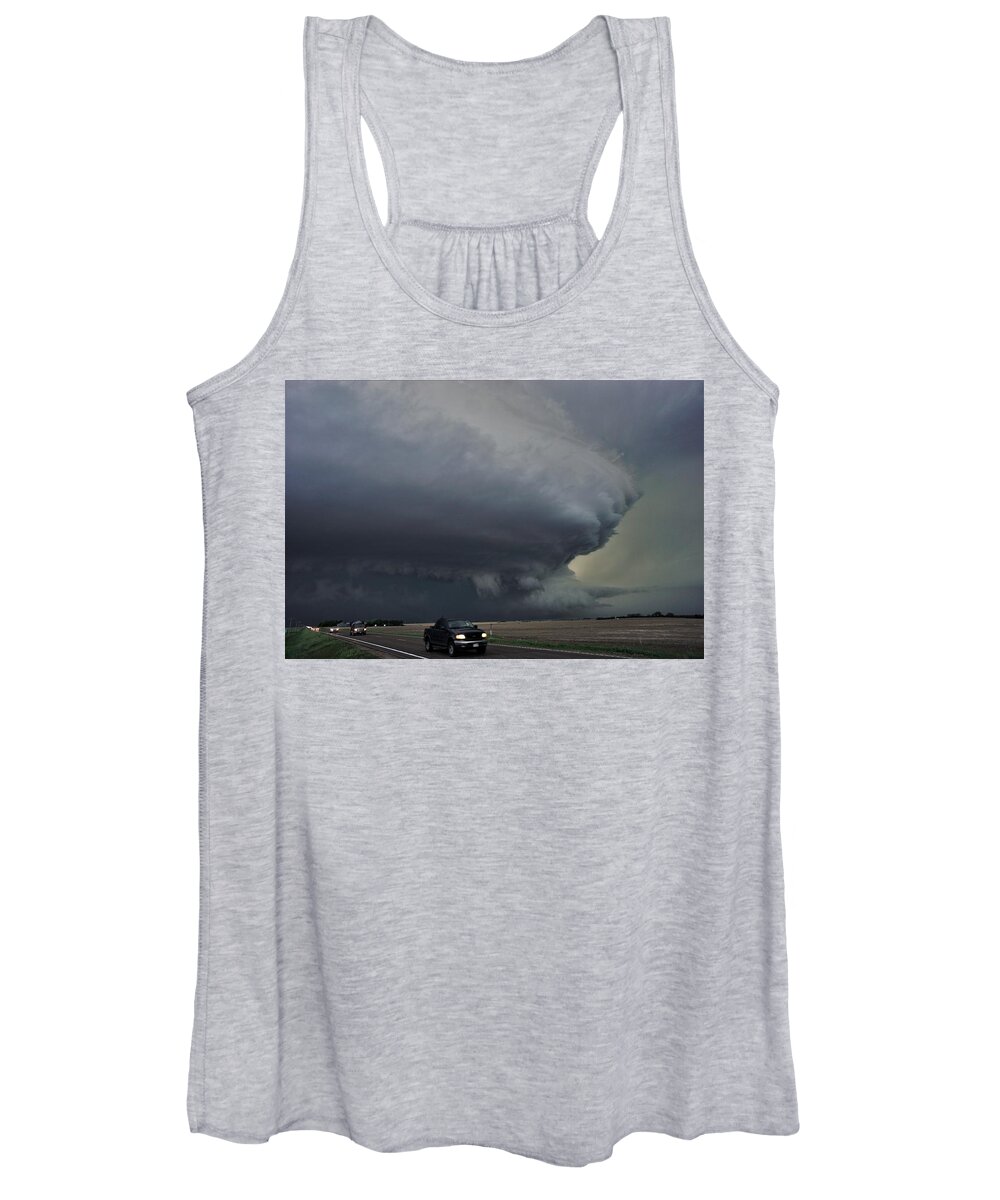 Supercell Women's Tank Top featuring the photograph Ahead of the Supercell by Ed Sweeney