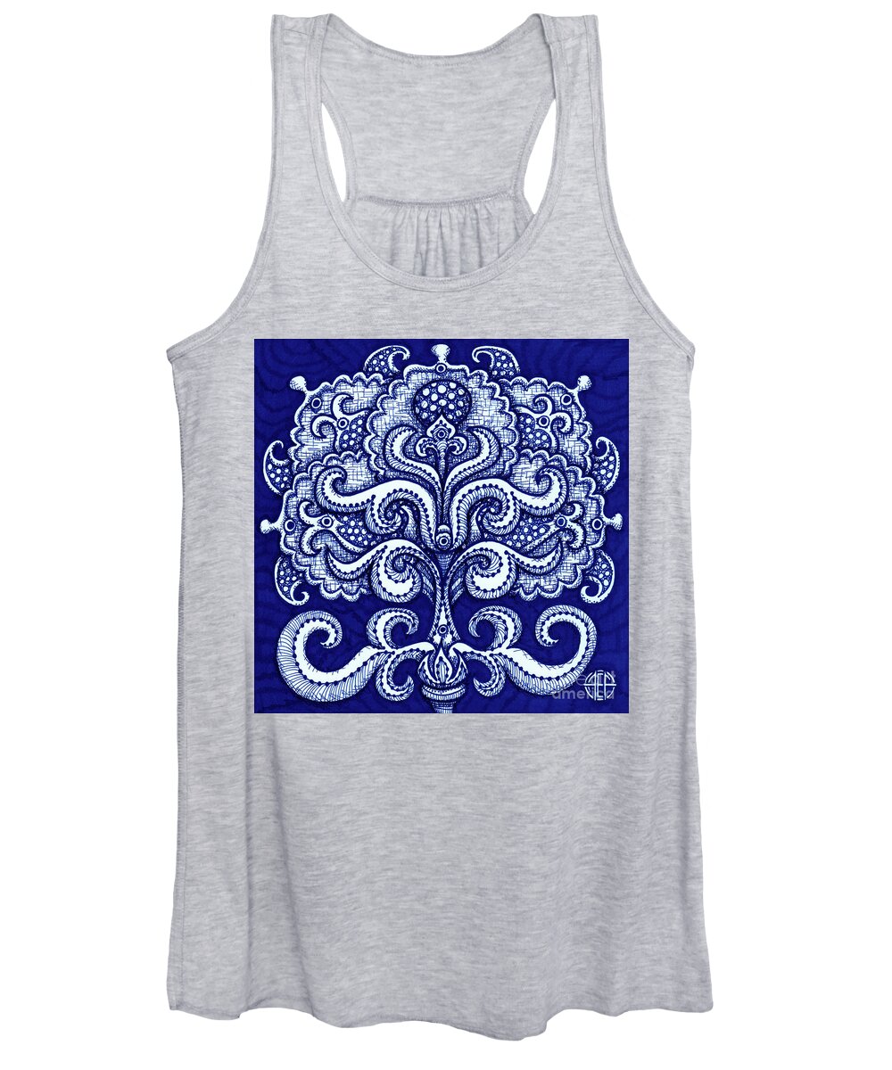 Boho Women's Tank Top featuring the drawing Alien Bloom 2 by Amy E Fraser