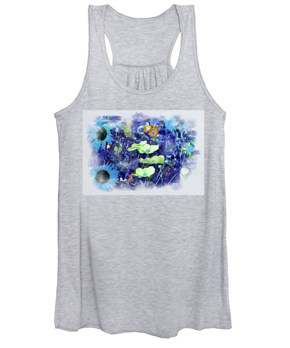 Wildflowers Women's Tank Top featuring the digital art Aqua Blue by Alex Mir