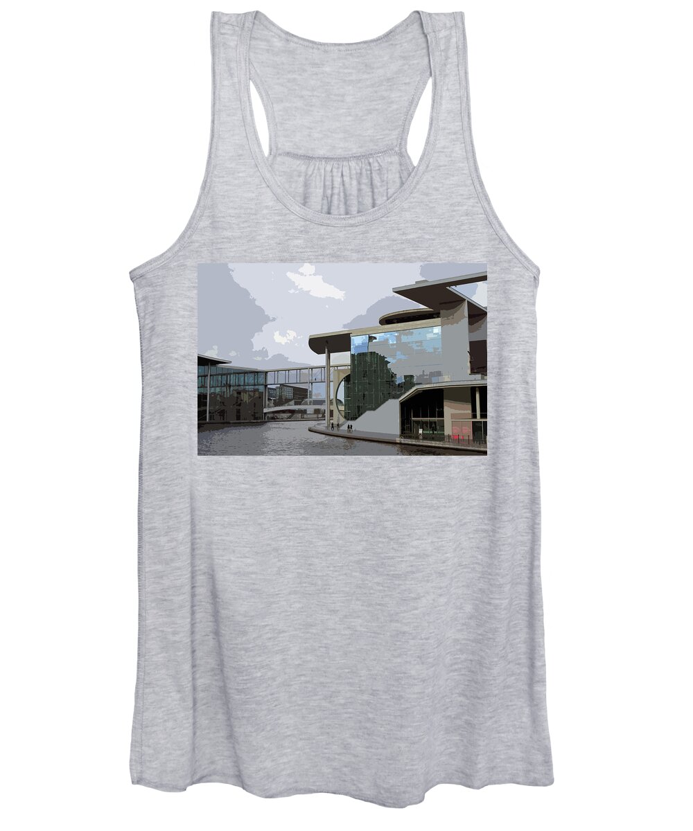 Berlin Women's Tank Top featuring the digital art Architecture Along the Spree by Jonathan Thompson