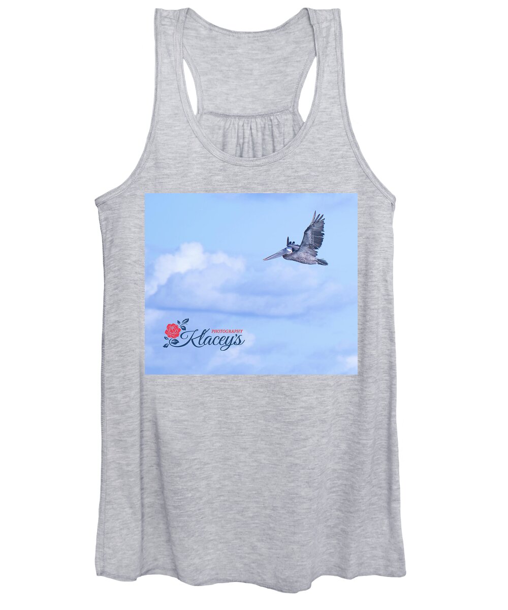 Clearwater Women's Tank Top featuring the digital art Pelican Fly Fishing by Linda Ritlinger