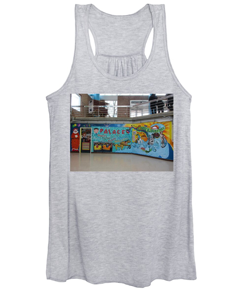 Asbury Park Women's Tank Top featuring the painting Asbury Park Tansportation Mural by Patricia Arroyo