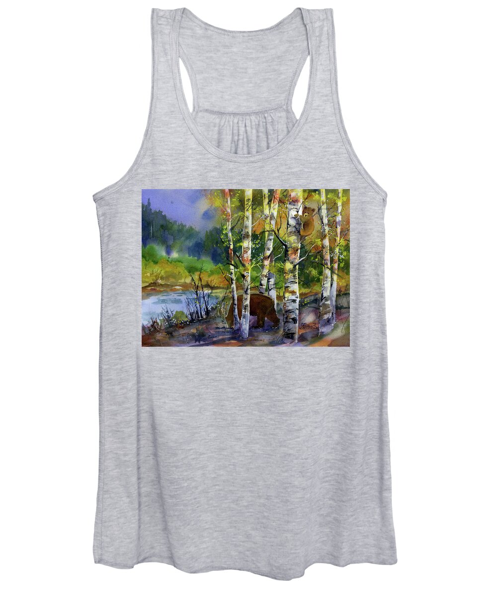 Bears Women's Tank Top featuring the painting Aspen Bears #2 by Joan Chlarson