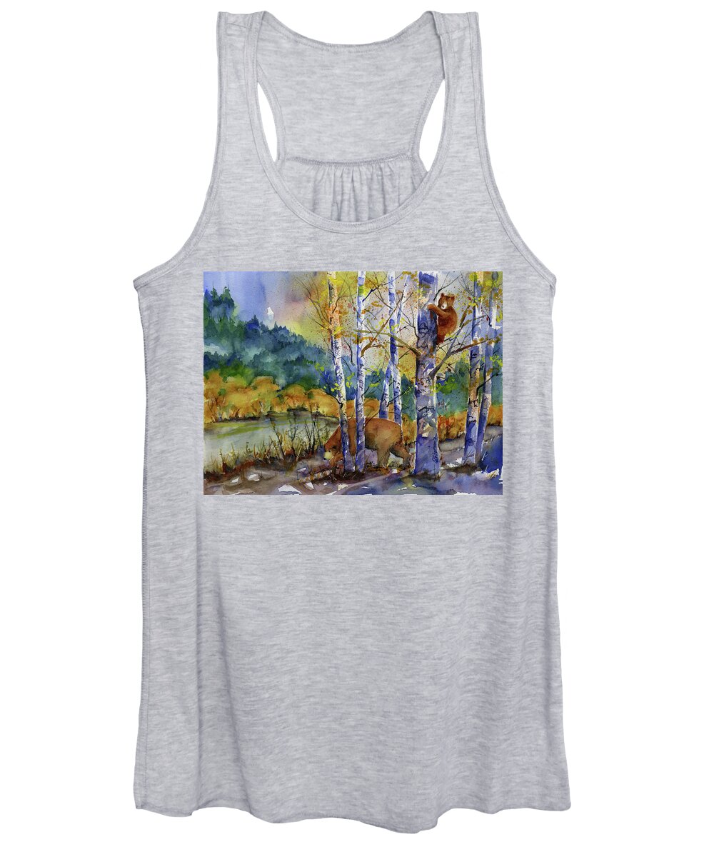 Bears Women's Tank Top featuring the painting Aspen Bears at Emmigrant Gap by Joan Chlarson