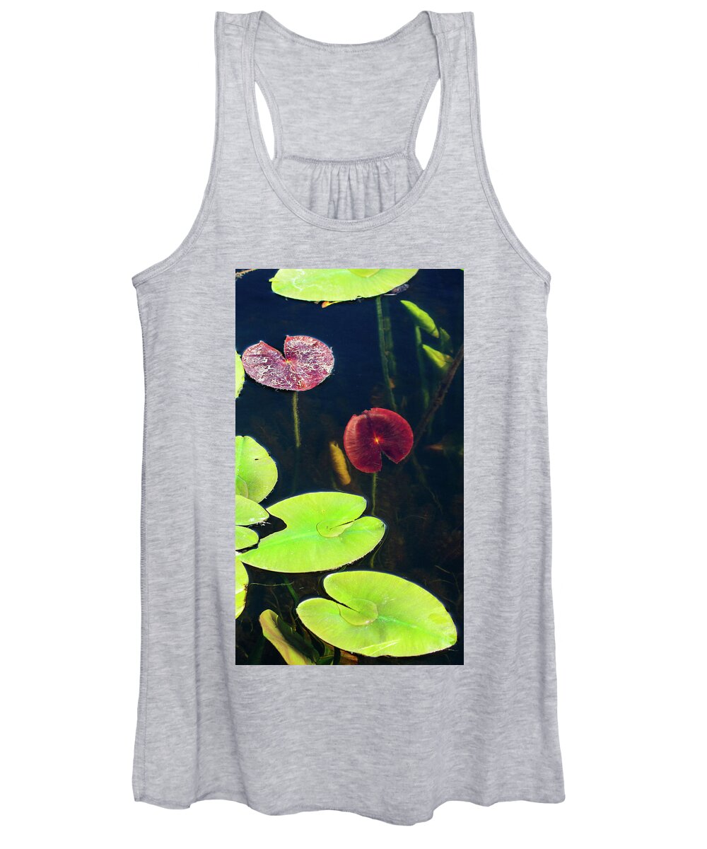 Assorted Lily Leaves Women's Tank Top featuring the photograph Assorted Water Lily Leaves by James Canning