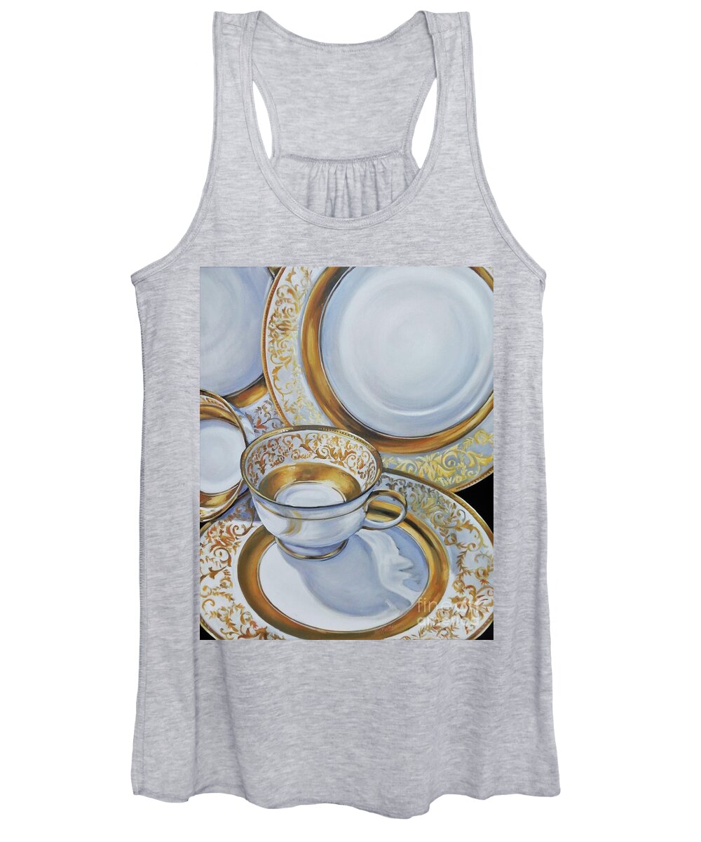 Still Life Women's Tank Top featuring the painting At Your Service by K M Pawelec