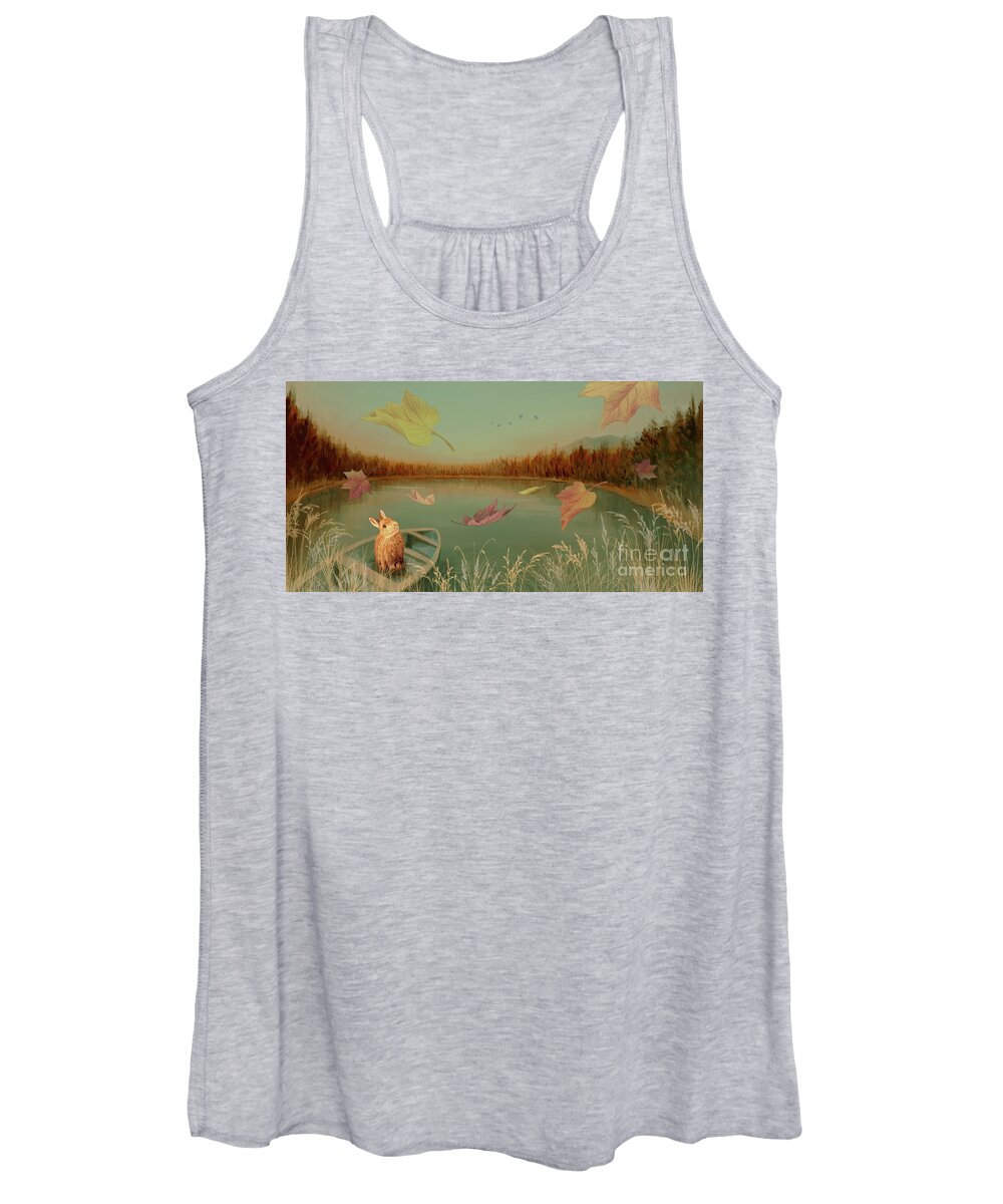 Stirrup Lake Women's Tank Top featuring the painting Autumn Dream by Yoonhee Ko
