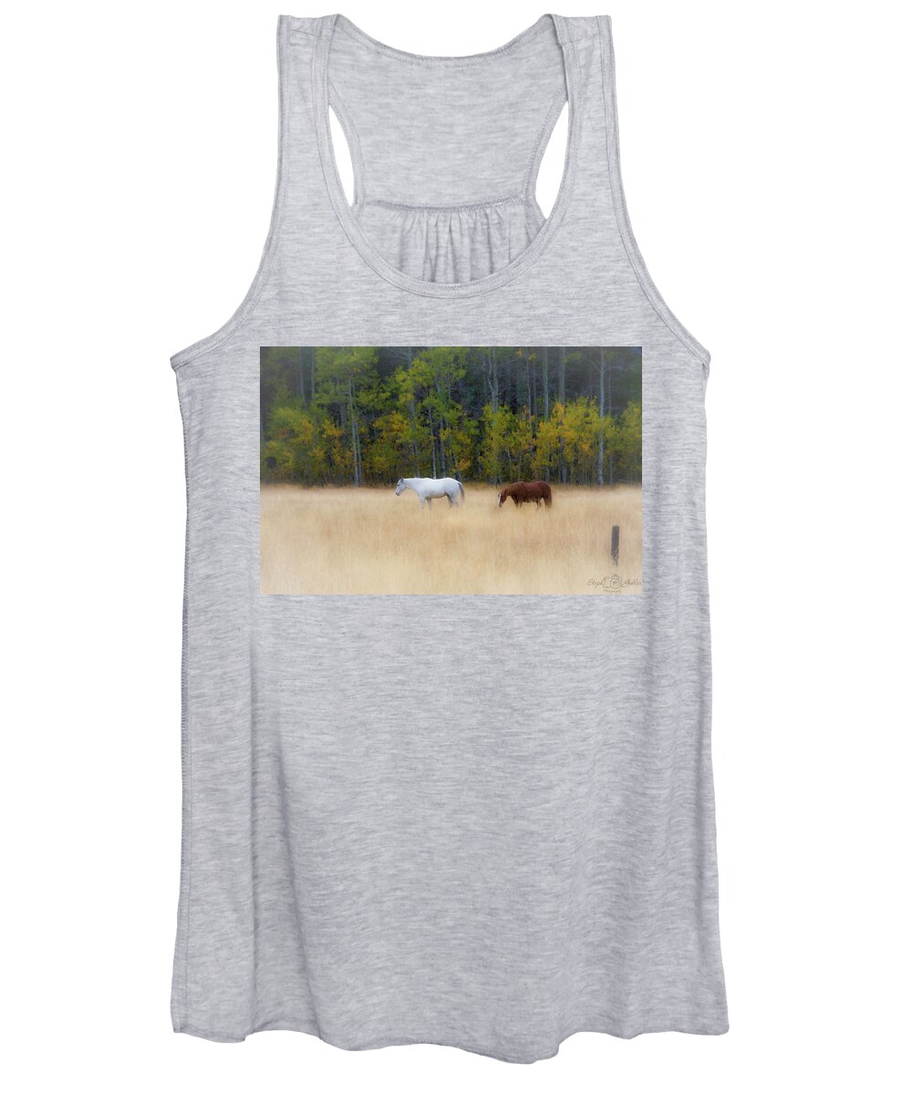 Horse Women's Tank Top featuring the photograph Autumn Horse Meadow by Steph Gabler