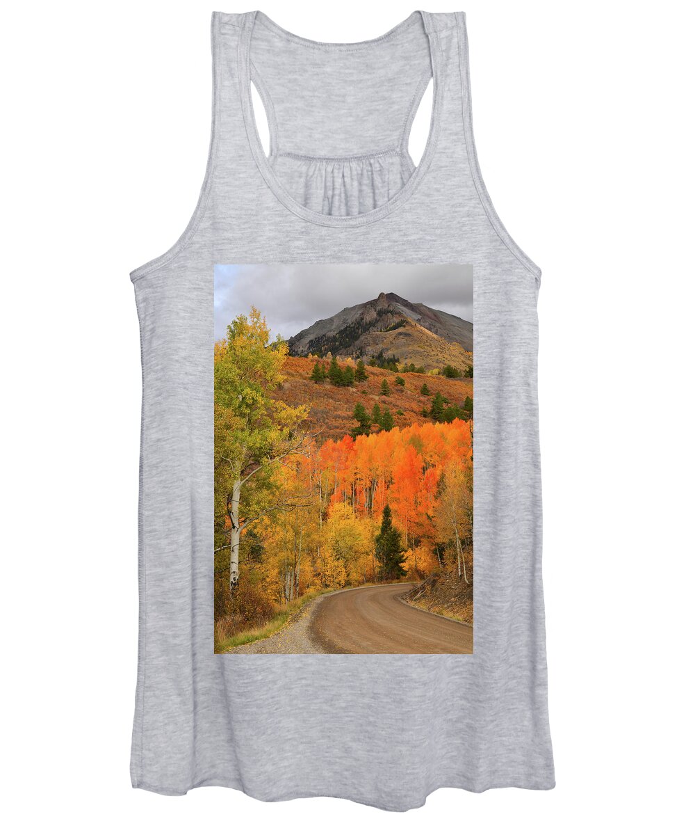 Colorado Women's Tank Top featuring the photograph Backroad Fall Colors near Telluride CO by Ray Mathis