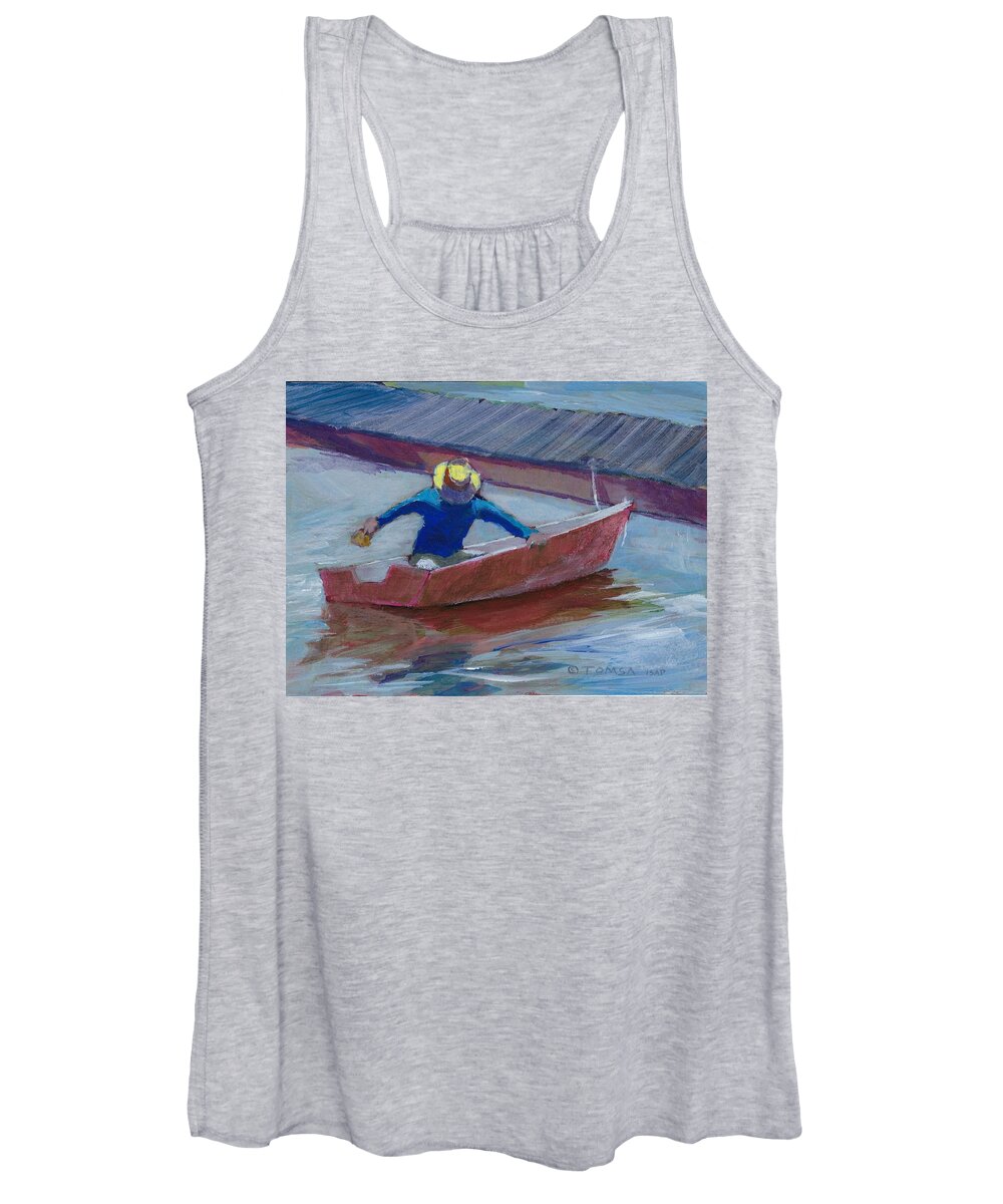 Bailing Water Women's Tank Top featuring the painting Bailing Water by Bill Tomsa