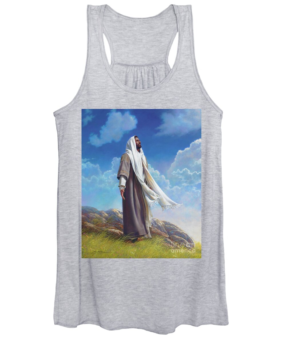 Jesus Women's Tank Top featuring the painting Be Still by Greg Olsen