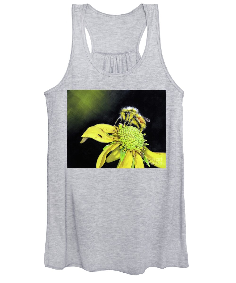 Bee Women's Tank Top featuring the painting Bee yellow by Jeanette Ferguson