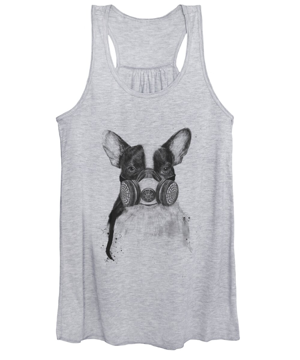 Dog Women's Tank Top featuring the drawing Big city life by Balazs Solti