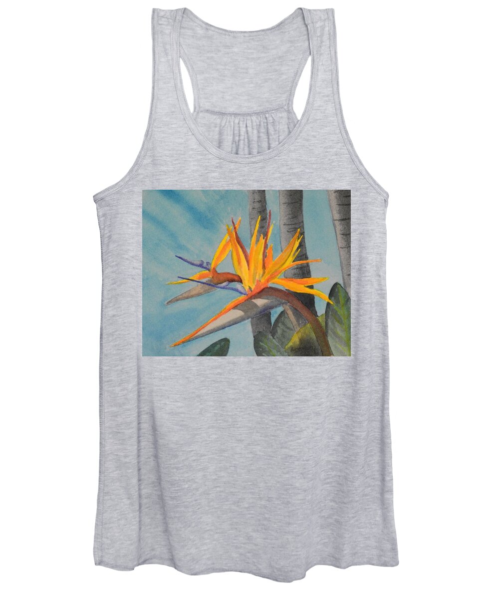Floral Women's Tank Top featuring the painting Birds of Paradise 1 by Petra Burgmann