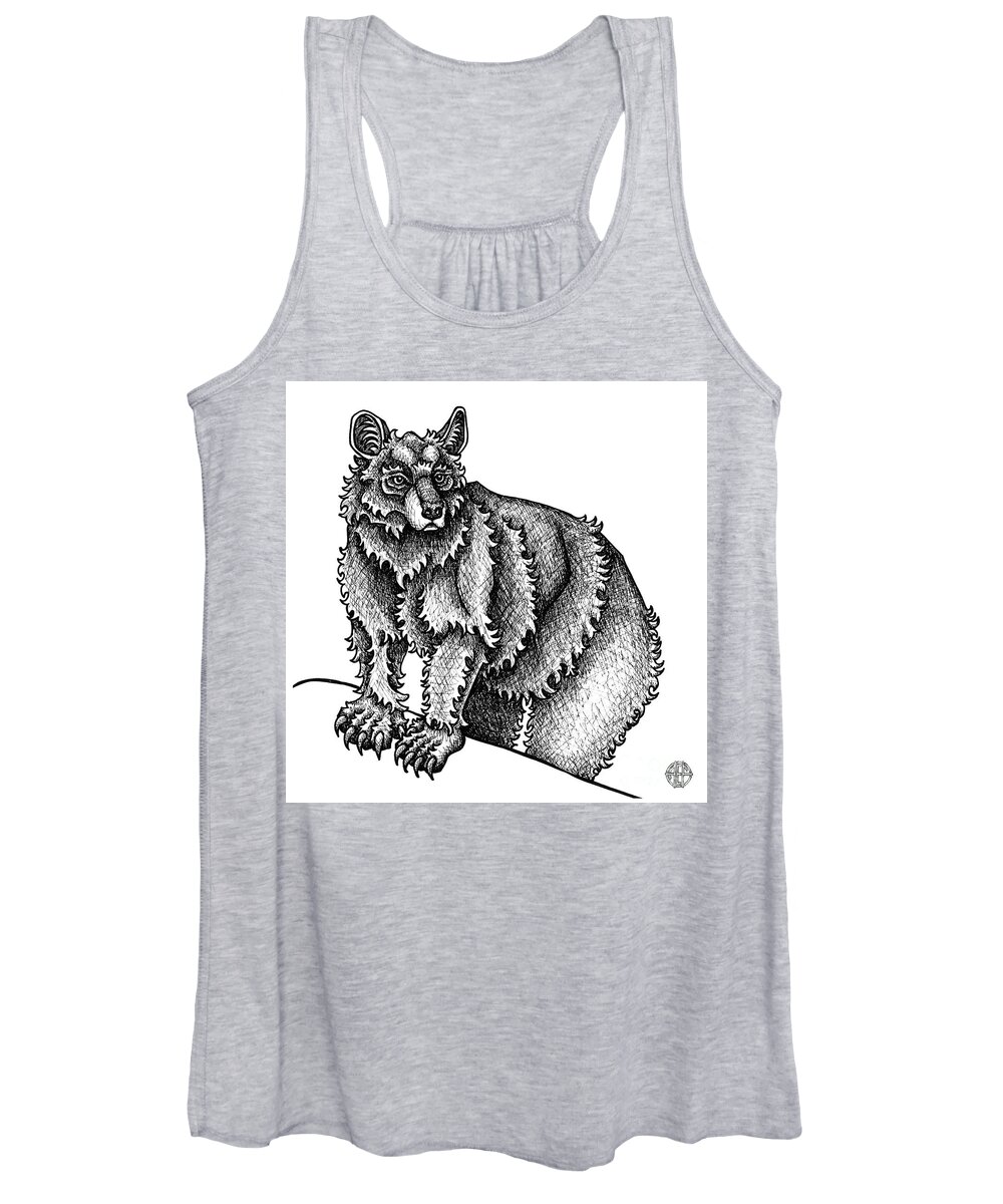 Animal Portrait Women's Tank Top featuring the drawing Black Bear by Amy E Fraser