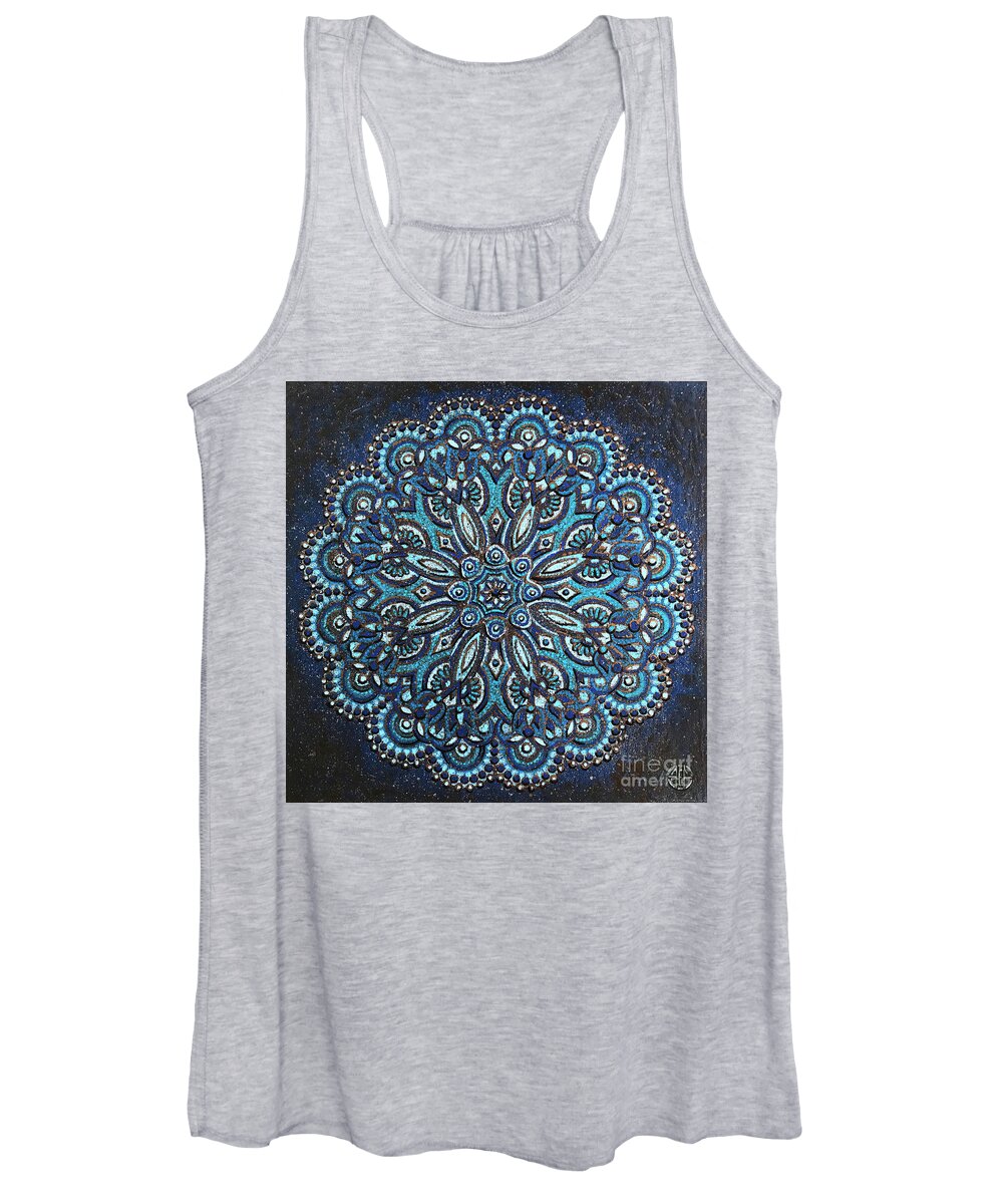 Mandala Women's Tank Top featuring the painting Blue Mandala by Amy E Fraser
