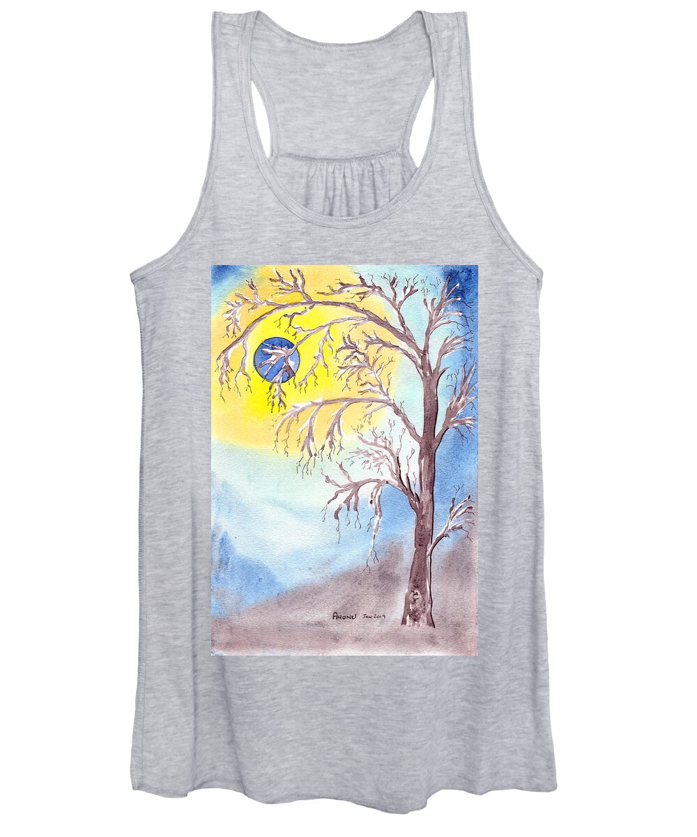 Blue Women's Tank Top featuring the painting Blue Moon by AHONU Aingeal Rose