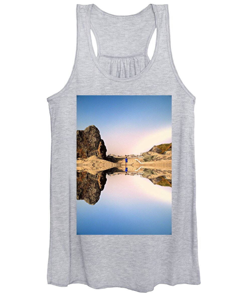 Blue Women's Tank Top featuring the photograph Blue Reflections by Micki Findlay