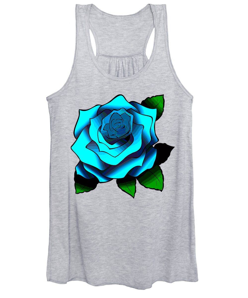Rose Women's Tank Top featuring the digital art Blue Rose by Mimulux Patricia No