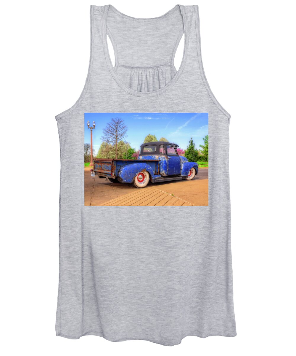 Classic Cars Women's Tank Top featuring the photograph Blue Rusty Patina by Kevin Lane