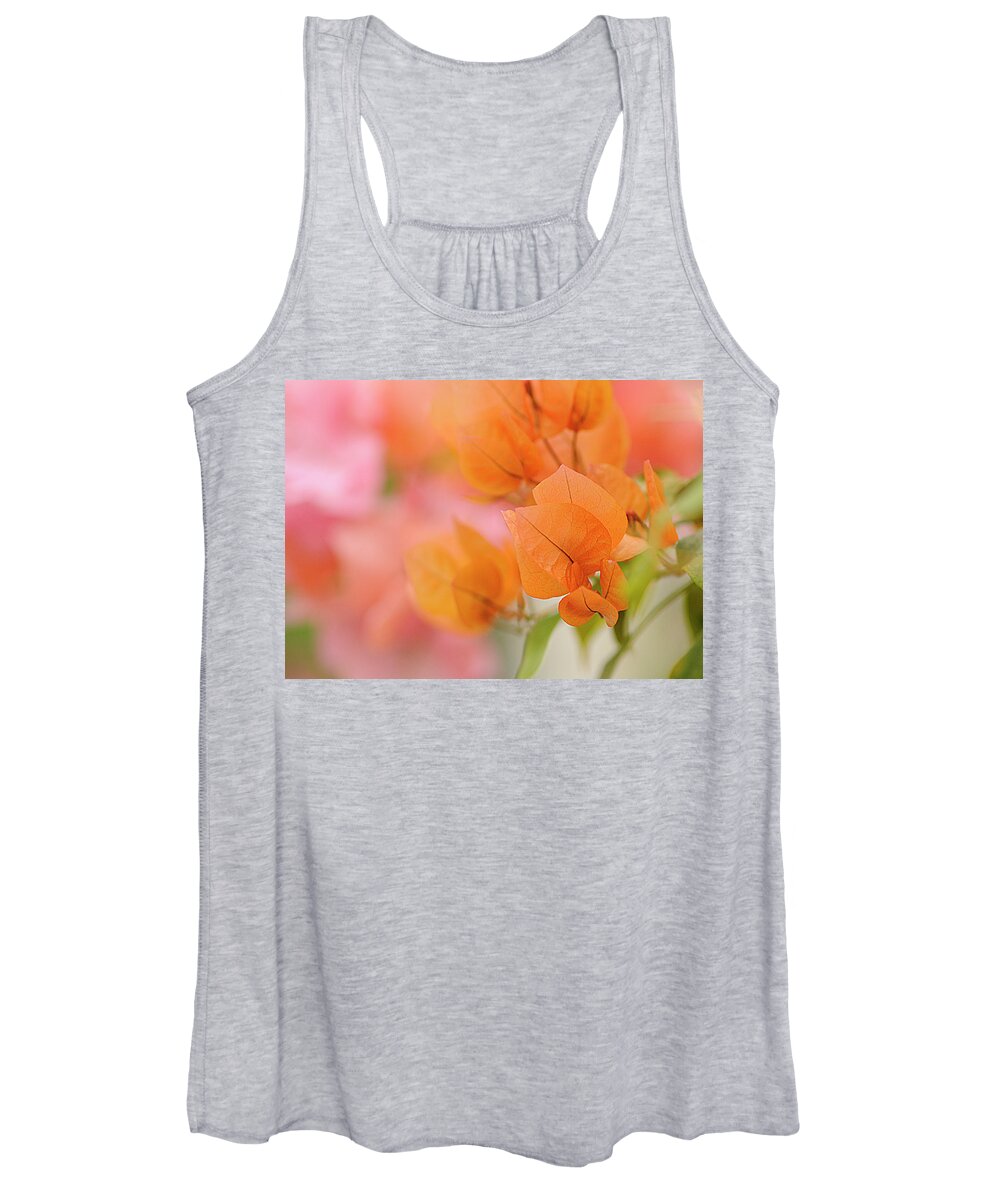 New York Botanical Gardens Women's Tank Top featuring the photograph Delicate Orange and Pink Flowers at New York Botanical Garden by Cordia Murphy