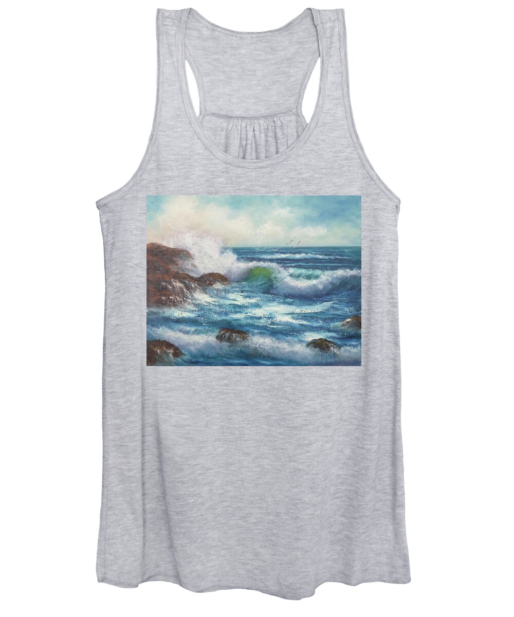 Waves Women's Tank Top featuring the painting Breaking Waves by Lynne Pittard