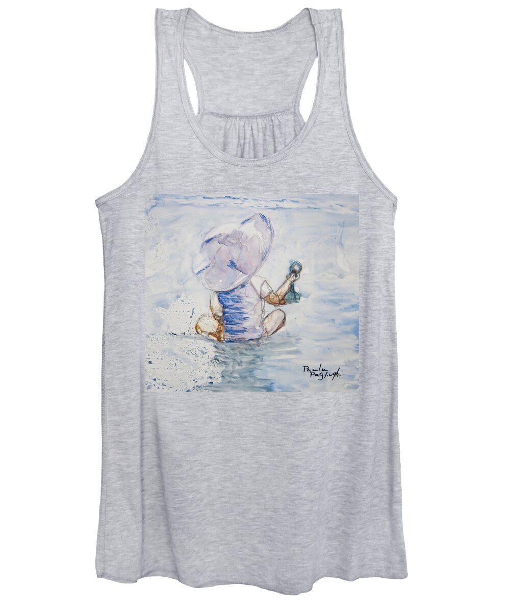 Painting Women's Tank Top featuring the painting Brielle in the Water by Paula Pagliughi