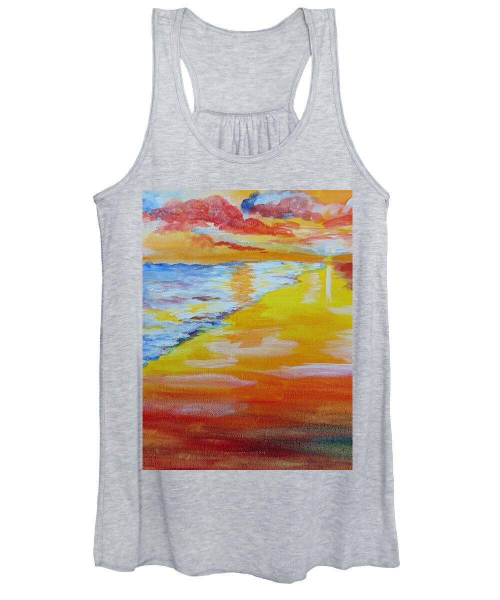 Water Women's Tank Top featuring the painting Bright Beach by Saundra Johnson