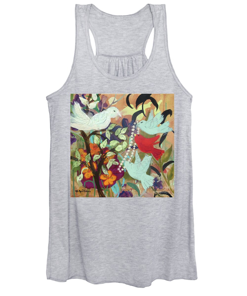 Birds Women's Tank Top featuring the painting Bringin' Momma Beads by Robin Pedrero