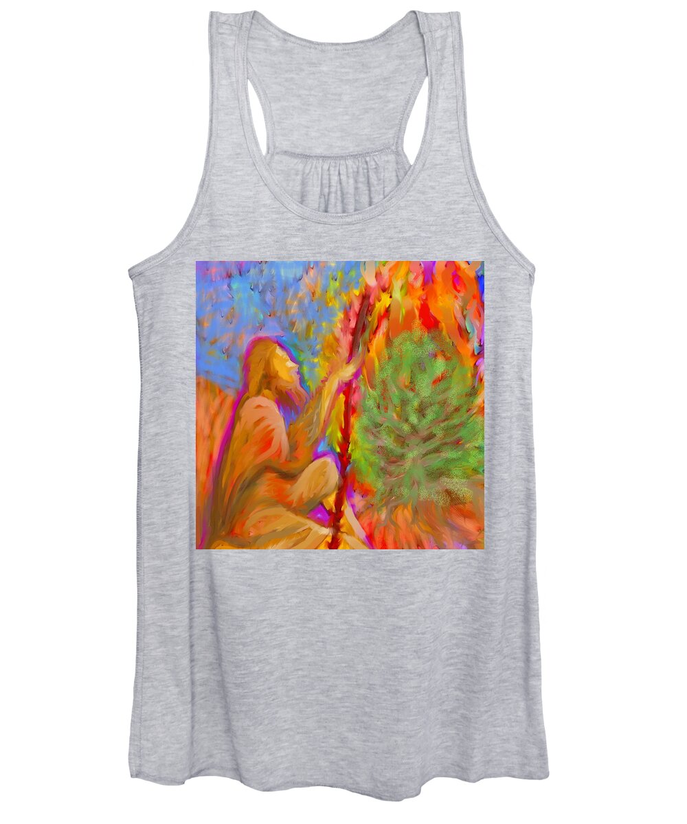 Yhwh Women's Tank Top featuring the painting Burning Bush of YHWH by Hidden Mountain