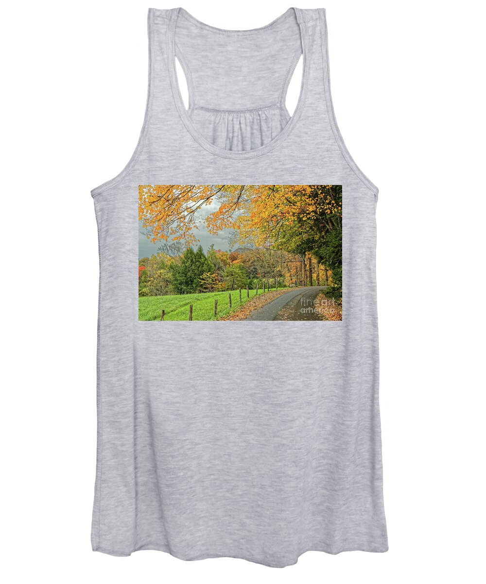 Autumn Women's Tank Top featuring the photograph Cades Cove Loop Road by Jo Ann Gregg