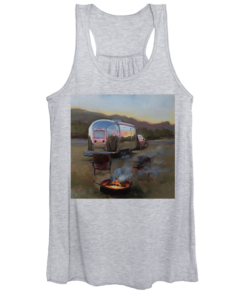 Airstream Women's Tank Top featuring the painting Campfire at Palo Duro by Elizabeth Jose