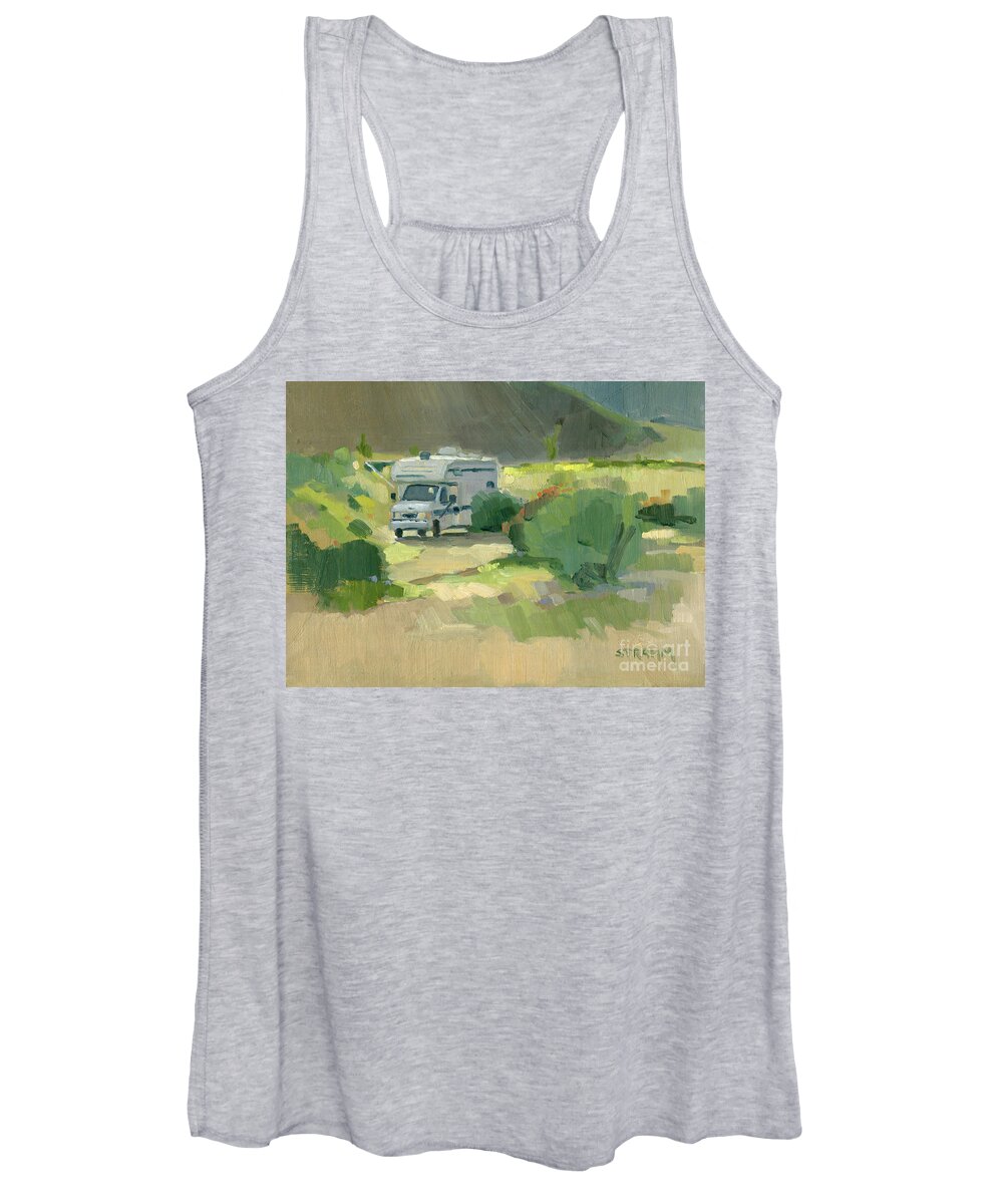 Camping Women's Tank Top featuring the painting Boondocking Desert Life Borrego Springs California by Paul Strahm