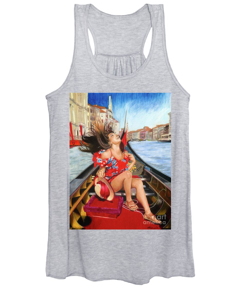 Italy Women's Tank Top featuring the drawing Carefree by Philippe Thomas
