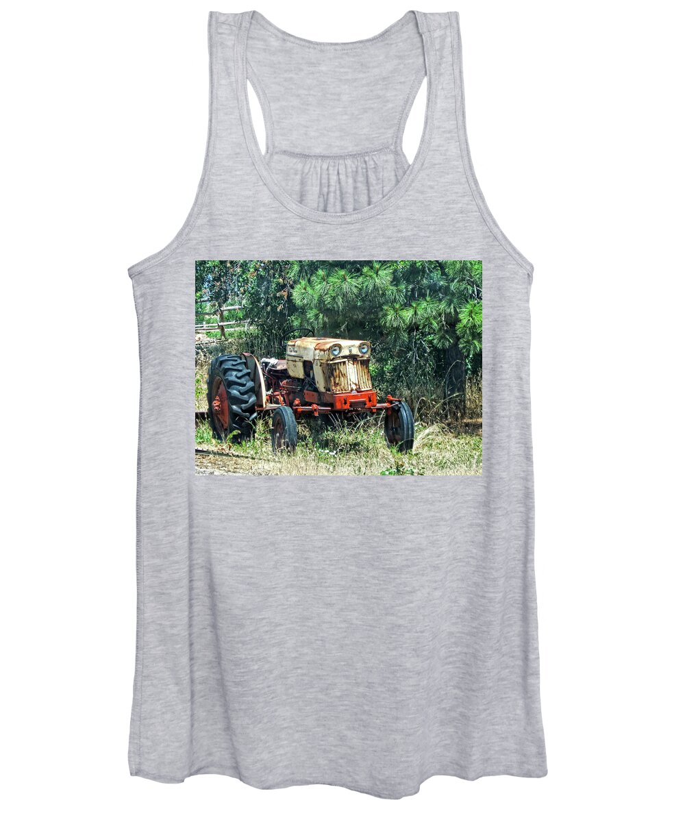 Tractor Women's Tank Top featuring the photograph Case Tractor Yard Art by DK Digital