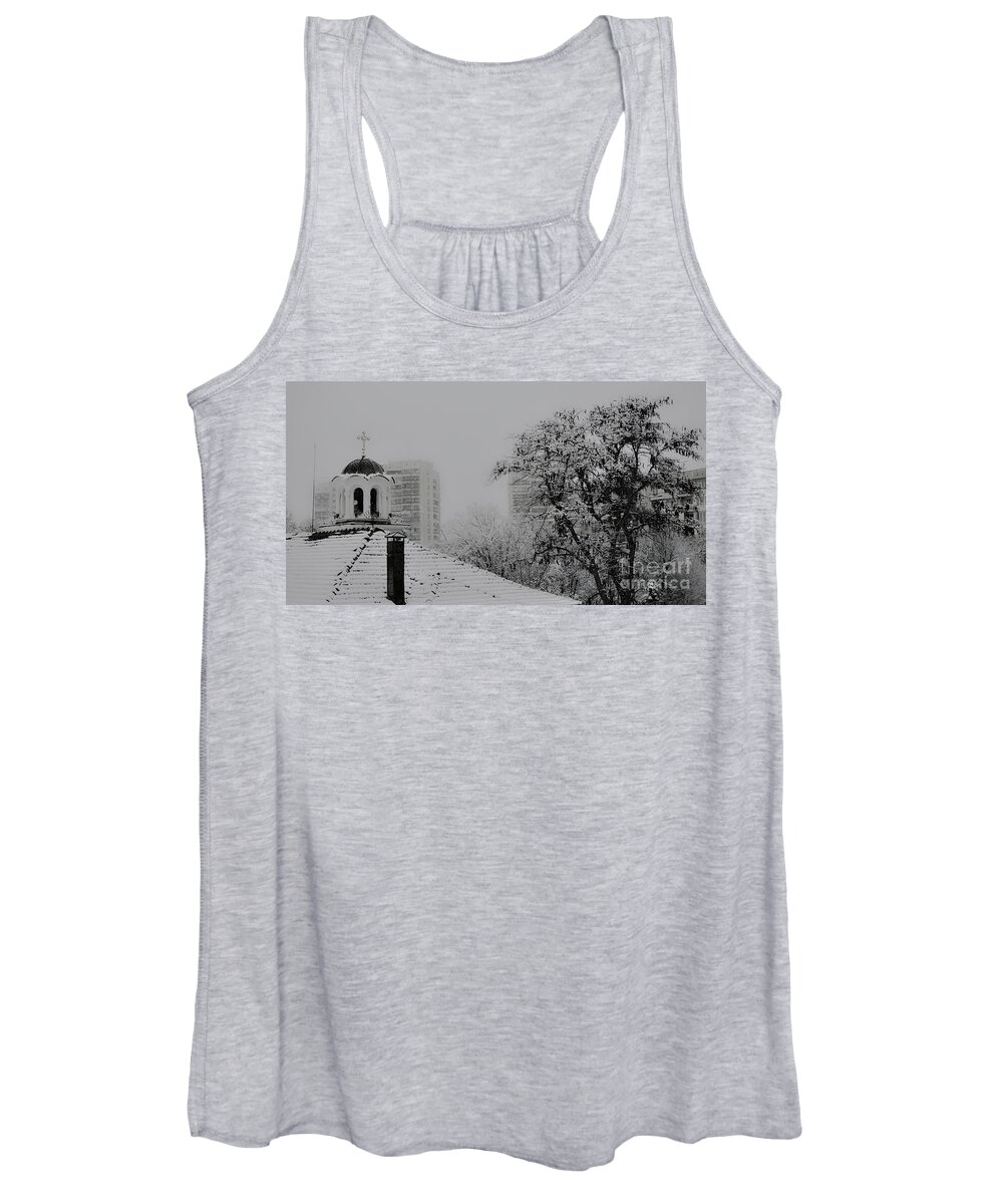 Church Women's Tank Top featuring the photograph Church in snow by Yavor Mihaylov