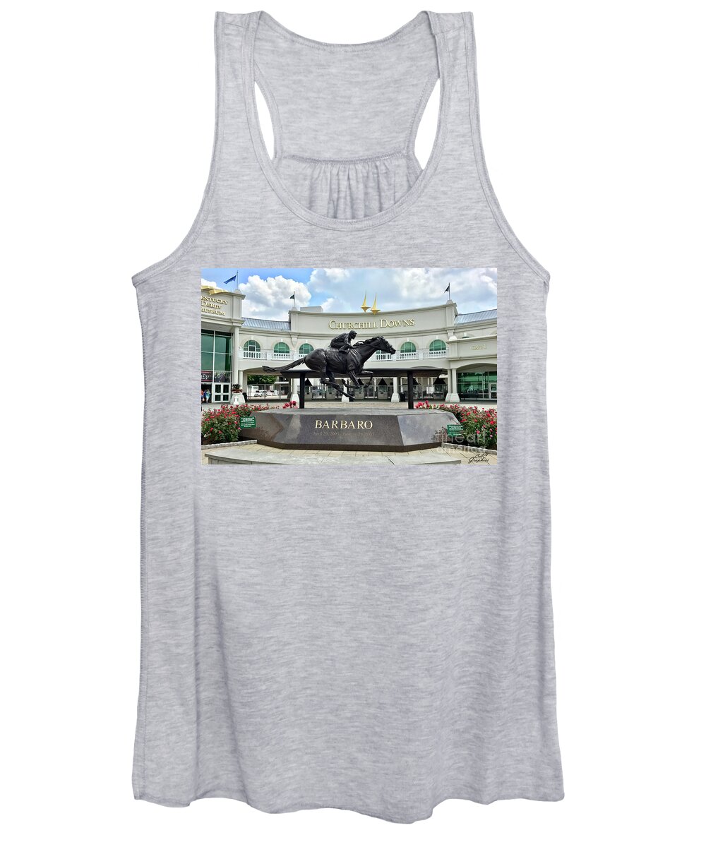 Churchill Downs Women's Tank Top featuring the photograph Churchill Downs Barbaro by CAC Graphics