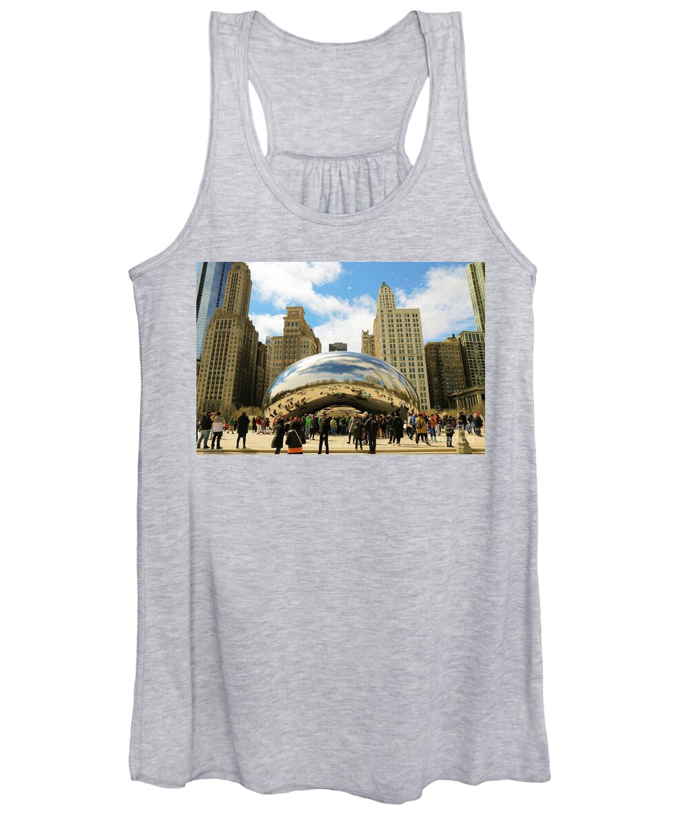 Cloud Gate Women's Tank Top featuring the photograph Cloud Gate Chicago by Veronica Batterson