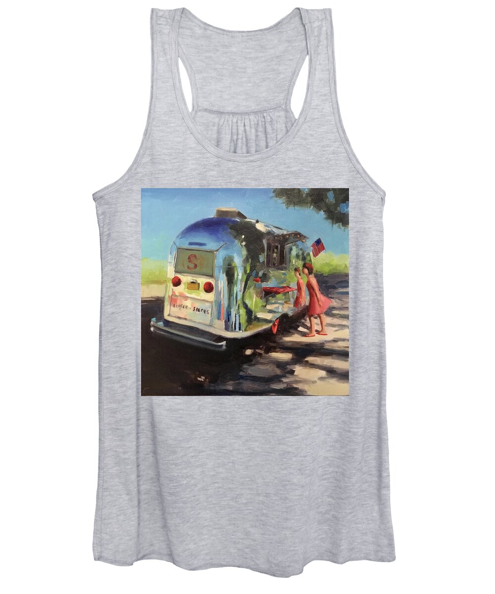 Airstream Women's Tank Top featuring the painting Coffee in the Shade by Elizabeth Jose