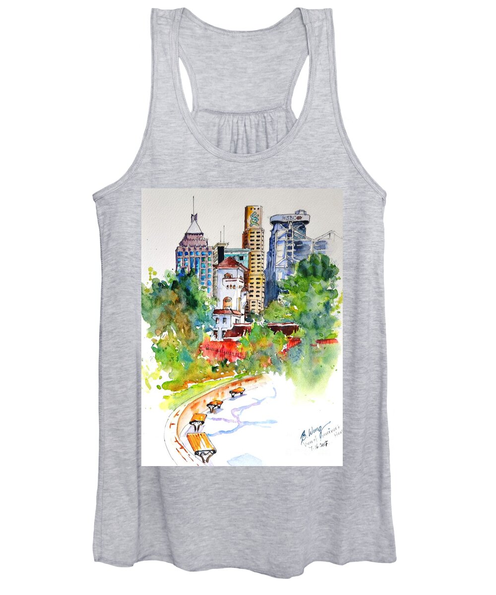 Colonial Building Women's Tank Top featuring the painting Colonial vs the Modern in Hong kong by Betty M M Wong