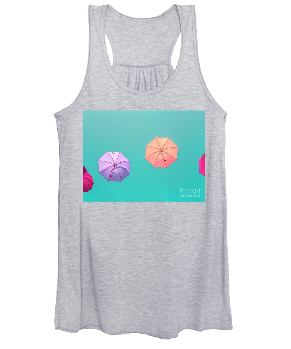 Color Women's Tank Top featuring the photograph Colorful umbrellas by Patricia Hofmeester