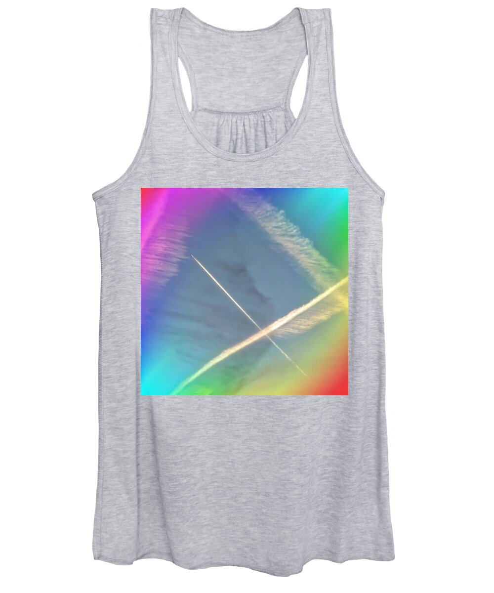 Abstract Women's Tank Top featuring the photograph Coloring Contrails by Judy Kennedy