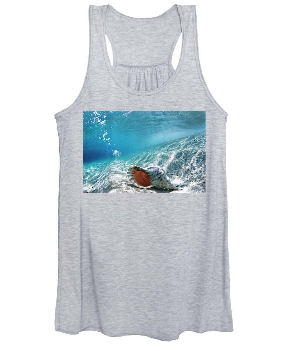  Shell Women's Tank Top featuring the photograph Conch Shell Bubbles by Sean Davey