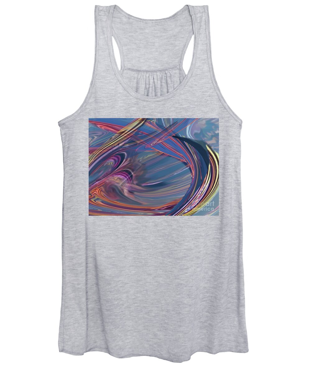 Abstract Women's Tank Top featuring the digital art Contrail Party by Jacqueline Shuler