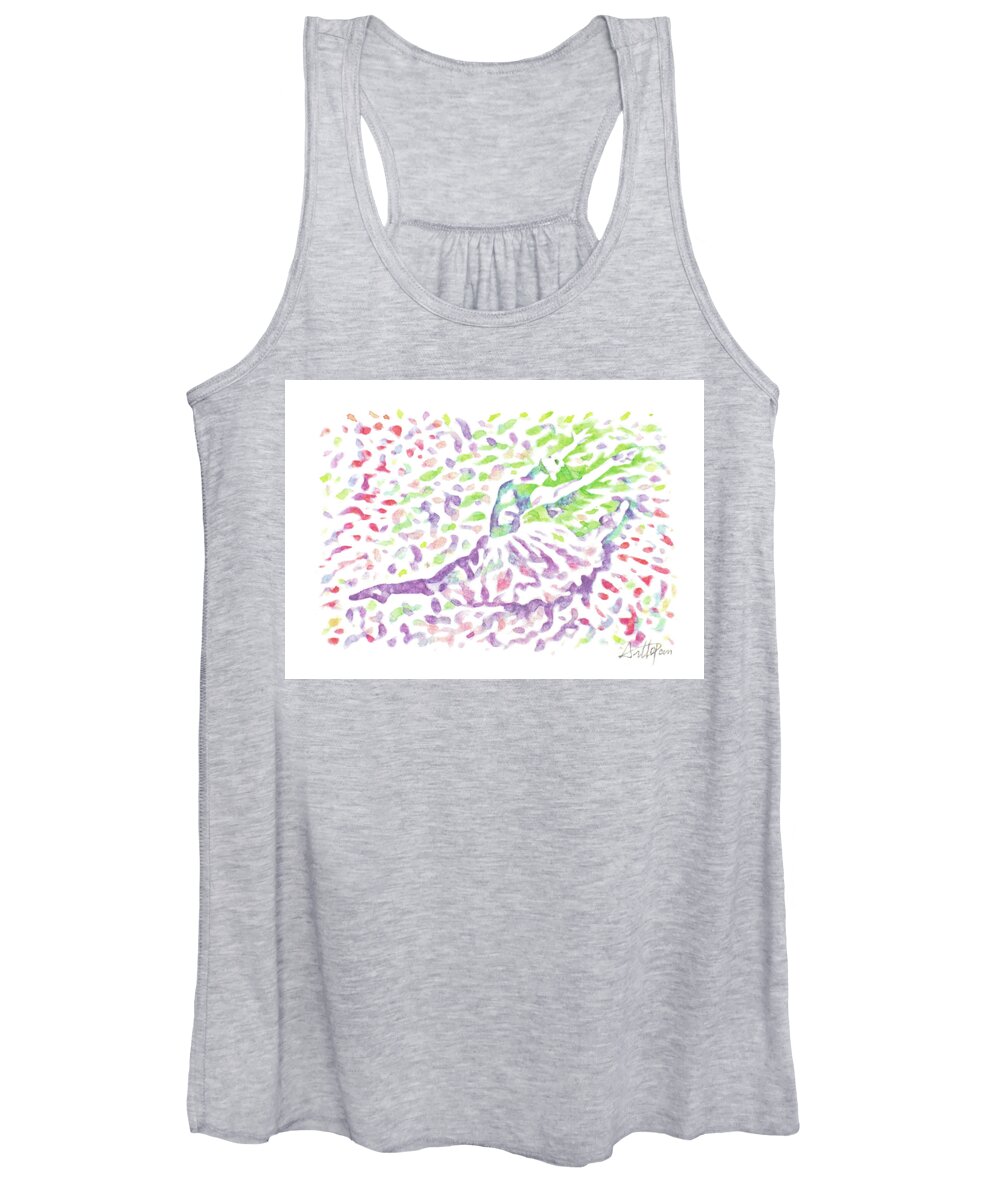 Danseuse Women's Tank Top featuring the drawing danseuse,dancer,dance,shake a leg,step it-Watercolor,Colourful,Dazzling,Impressionism,Handmade,Hand by Artto Pan