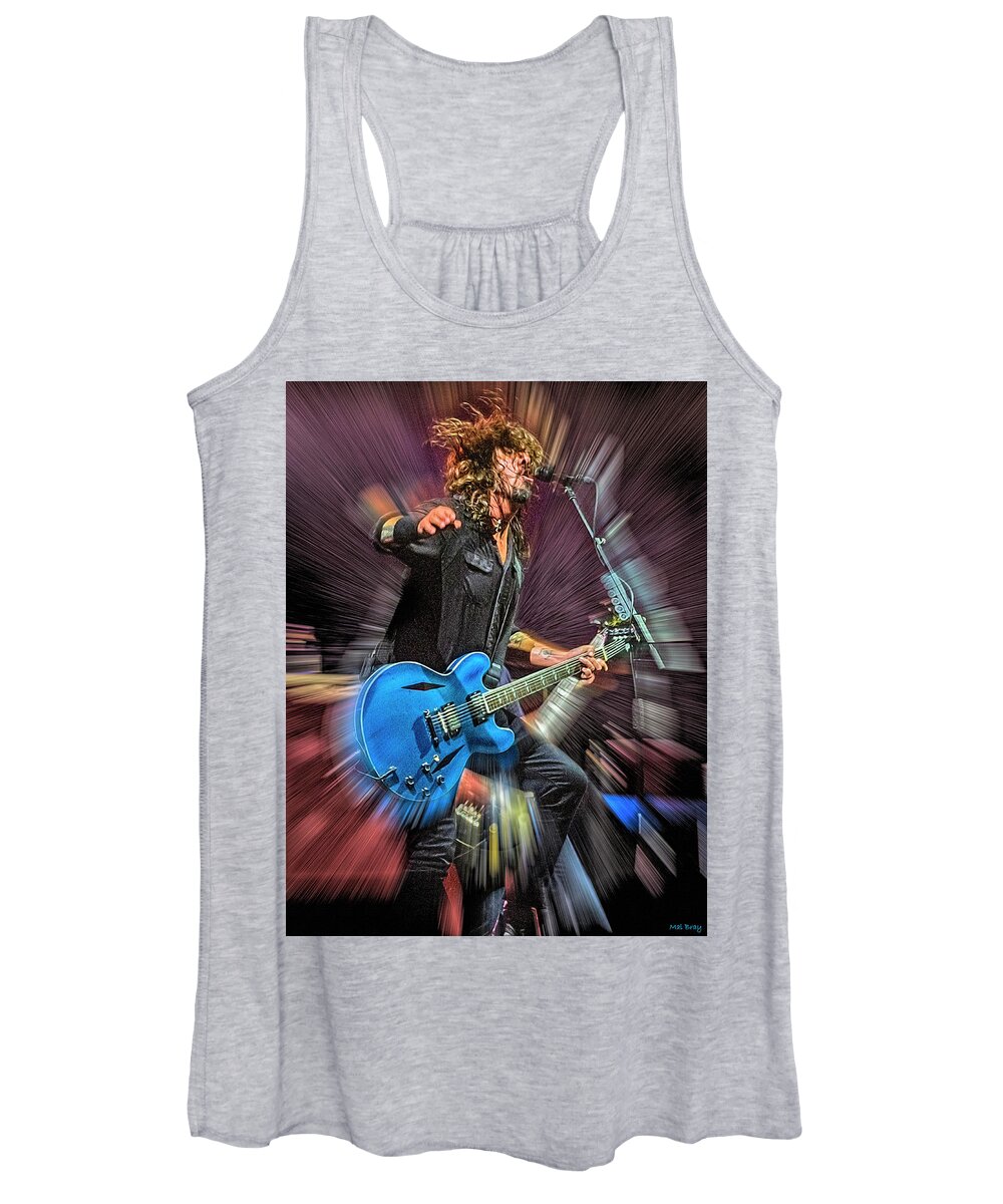 Dave Grohl Women's Tank Top featuring the mixed media Dave Grohl by Mal Bray