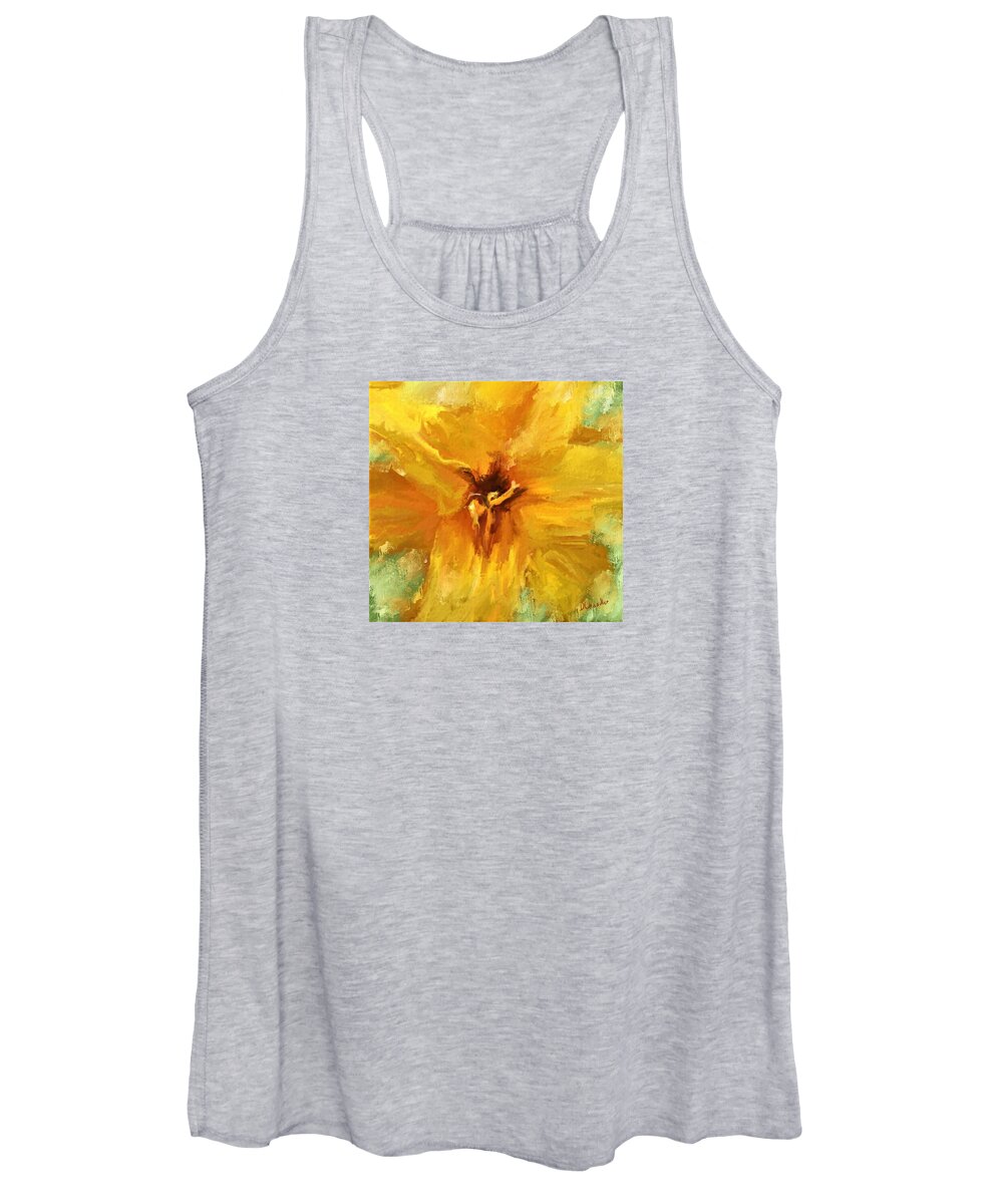 Flowers Women's Tank Top featuring the digital art Daylily Gold by Diane Chandler
