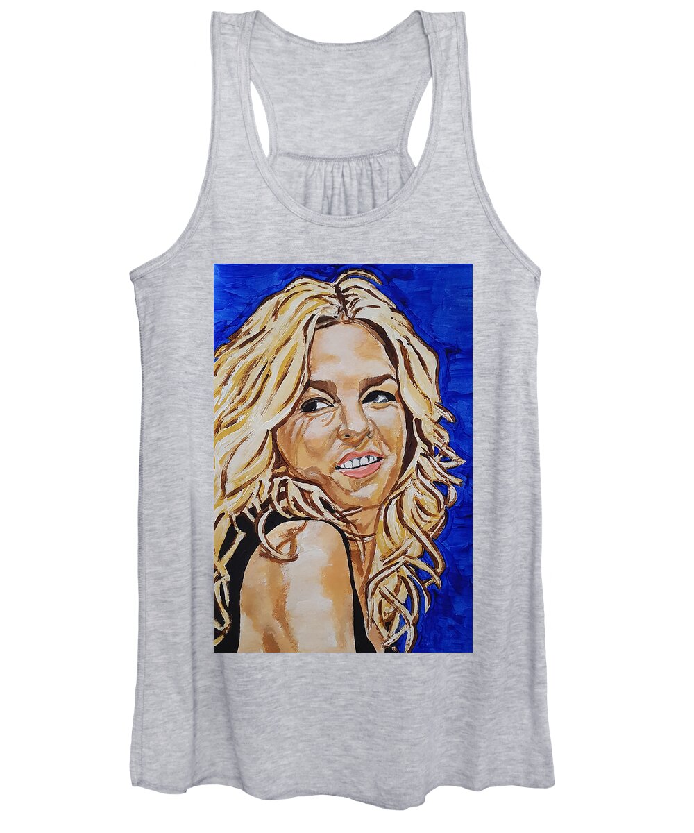 Diana Krall Women's Tank Top featuring the painting Diana Krall by Rachel Natalie Rawlins