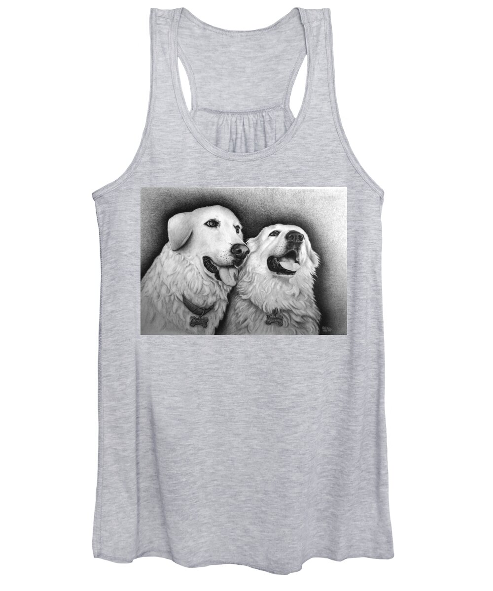 Pet Women's Tank Top featuring the drawing Dixie and Savannah by Danielle R T Haney